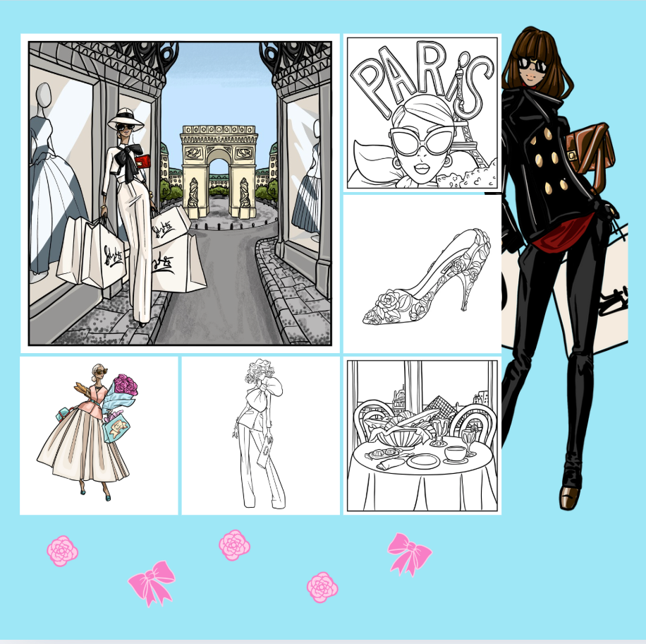 Trip to Paris Fashion Coloring Book